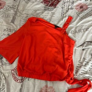 Thalia Sodi One-Shoulder Orange Top